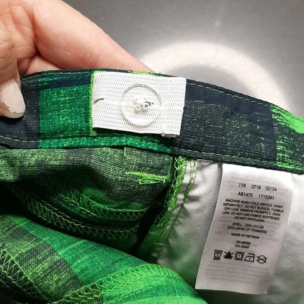 NWT Columbia Green Checkered Youth Board Shorts
